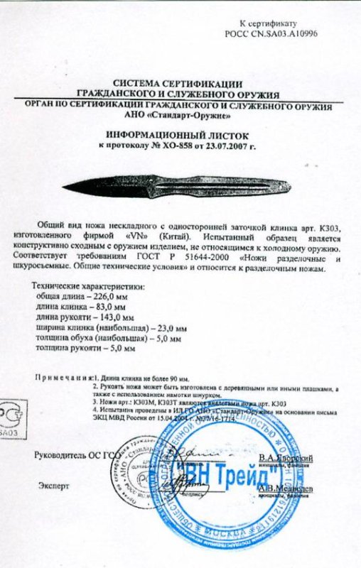 Нож нескладной VN Pro K303 (K303М, K303T)