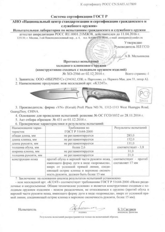 Нож нескладной VN Pro K324T