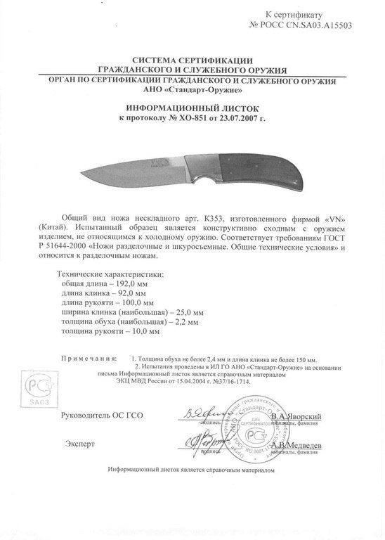 Нож нескладной VN Pro K353