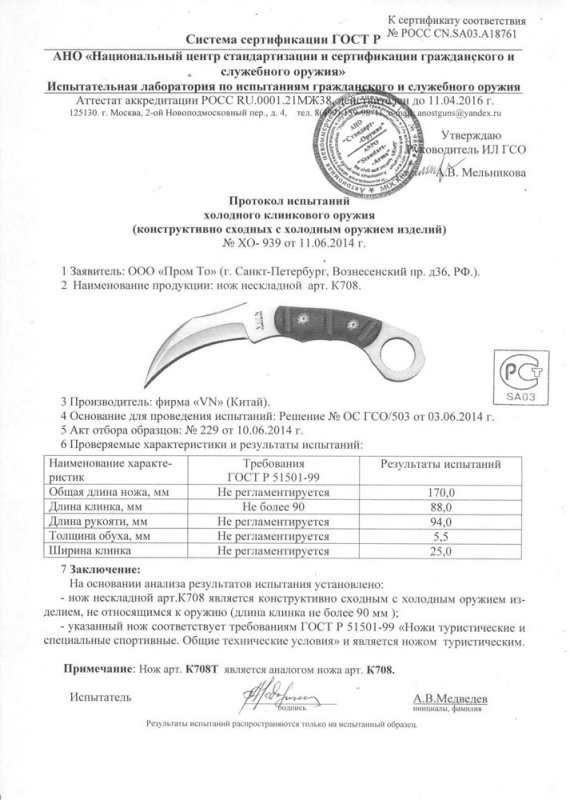 Нож нескладной VN Pro Κ708