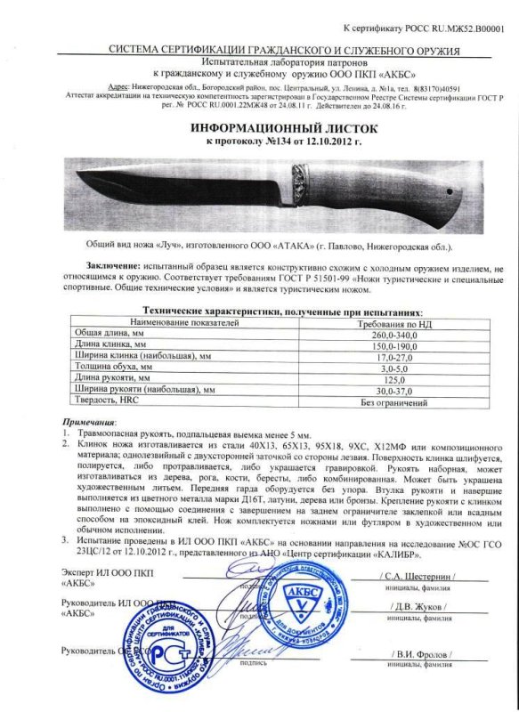 Нож нескладной АТАКА «Луч»