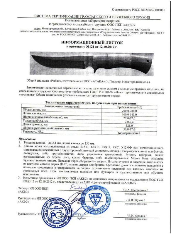 Нож нескладной АТАКА «Рыбак»