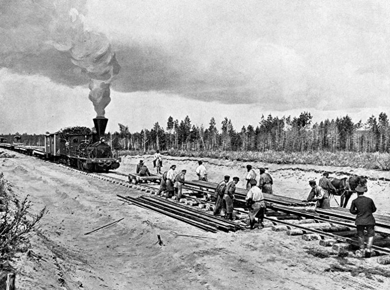 Строительство Царскосельской дороги. Современный рисунок