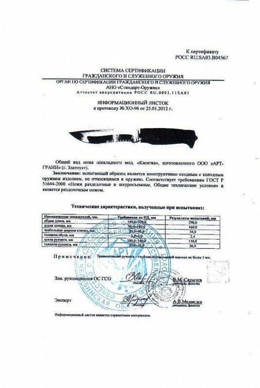 Нож нескладной «Оружейникъ» (Арт-Грани) «Касатка»