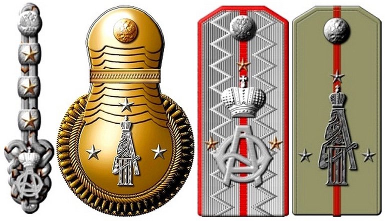 Наплечный шнур, эполет и погоны поручика Российской империи