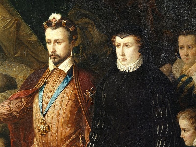 Генрих III Валуа, король Франции, и его мать, Екатерина Медичи