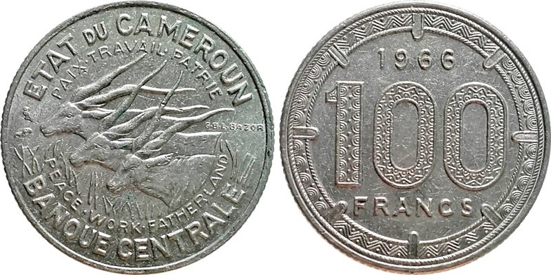 100 франков КФА 1966 года