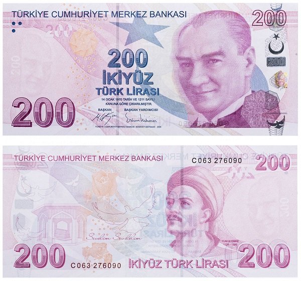 200 турецких лир