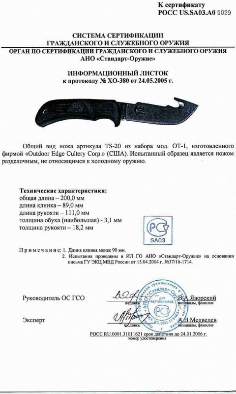 Нож нескладной Outdoor Edge «TS-20»