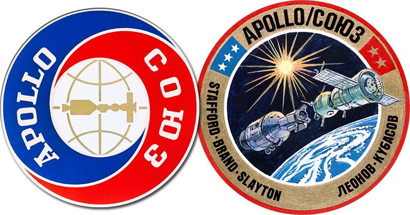 Эмблема полёта (слева) и нашивка на костюме экипажа