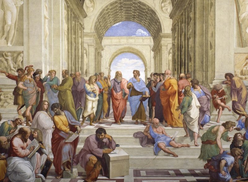 Фрагмент фрески «Афинская школа: Платон и Аристотель», 1510 г.