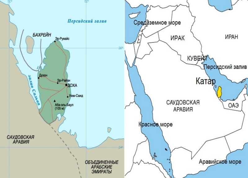 Местоположение Катара на карте