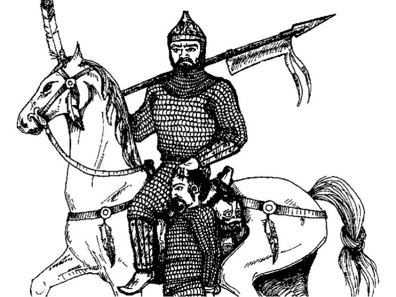 Хазарский воин с пленником. Перерисовка с вазы X в.