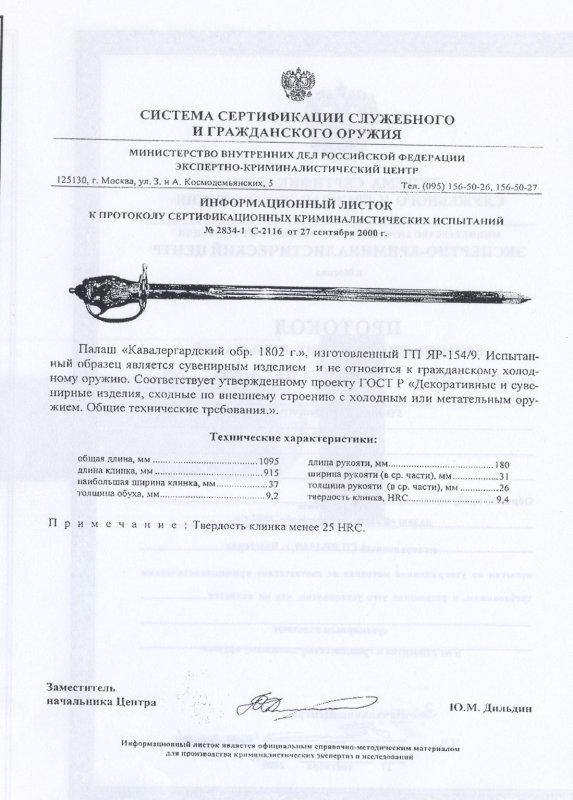 Палаш «Кавалергардский» образца 1802 г. ПАШИХИНЪ (Холодное оружие России)