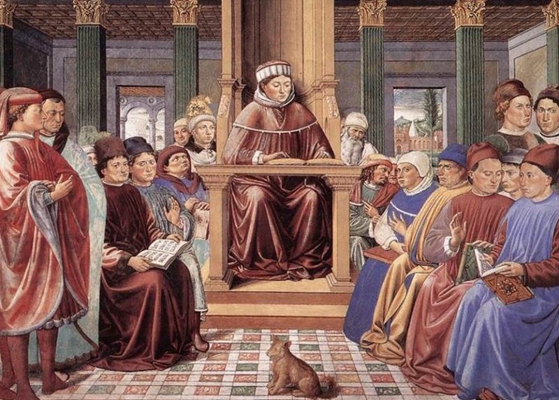 Св. Августин проповедует в Риме. Церковная роспись 1465 г.