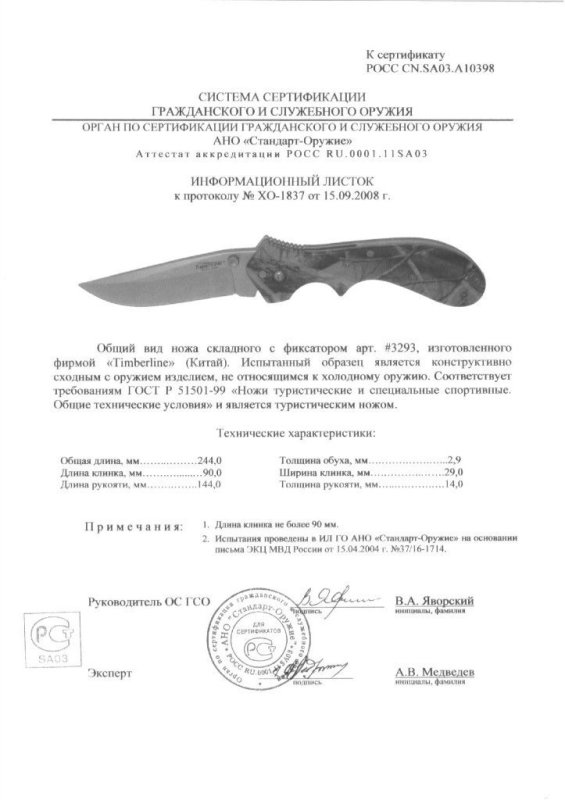 Нож складной с фиксатором The Great American Tool Company (GATC) «3293» торговой марки «Timberline»