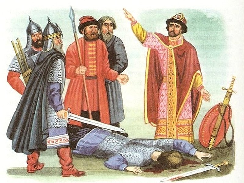 Убийство князя Бориса. Современная иллюстрация