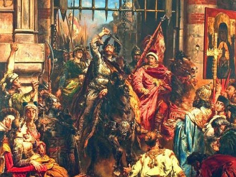 Болеслав и Святополк у ворот Киева. Картина 1883 г.