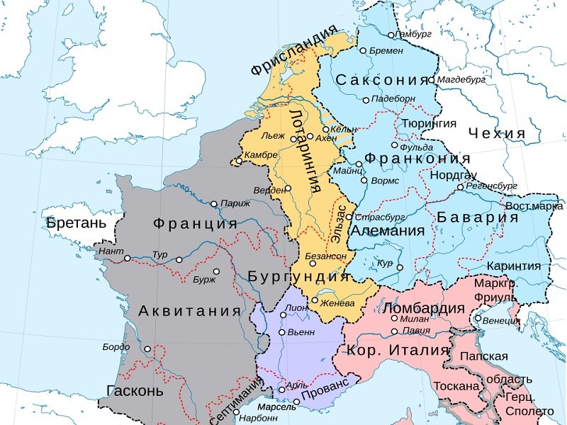 Лотарингия в 855 г.