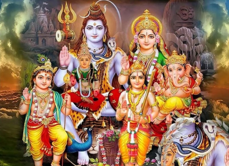 Шива, Парвати и их четверо детей