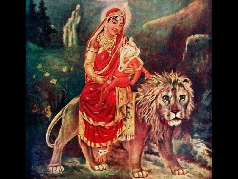 Парвати и её сын Ганеша