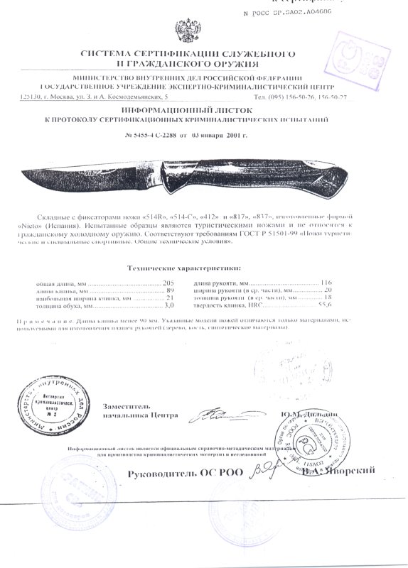 Ножи складные с фиксатором Nieto 514R, 514-C, 412, 817, 837