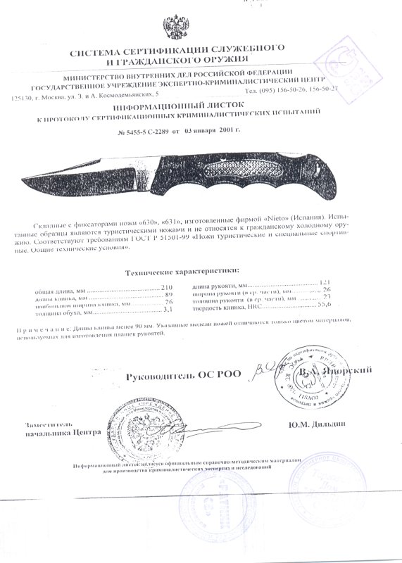 Ножи складные с фиксатором Nieto 630, 631