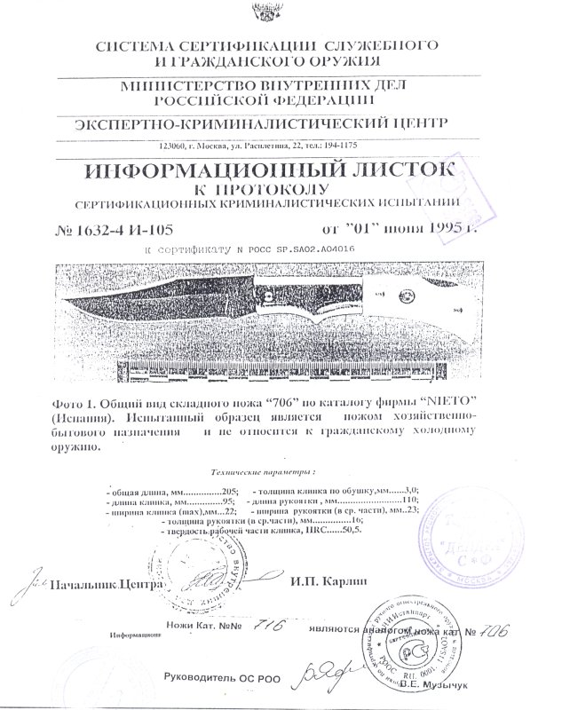 Нож складной с фиксатором Nieto 706 (716)