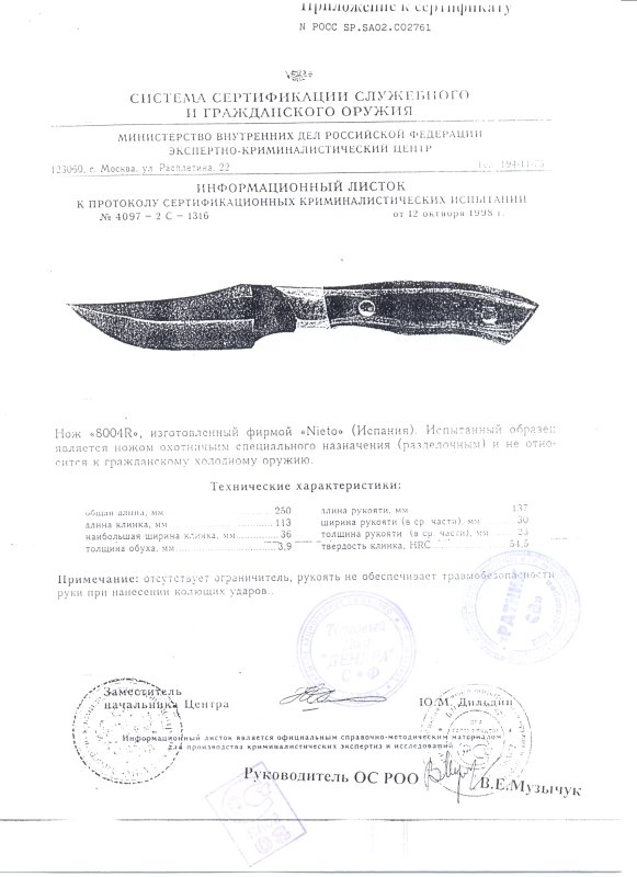 Нож нескладной Nieto 8004R