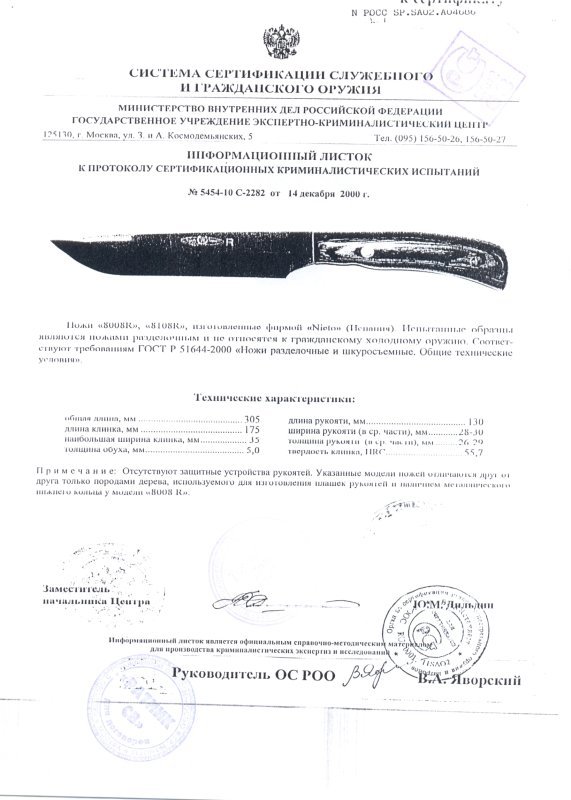 Ножи нескладные Nieto 8008R, 8108R