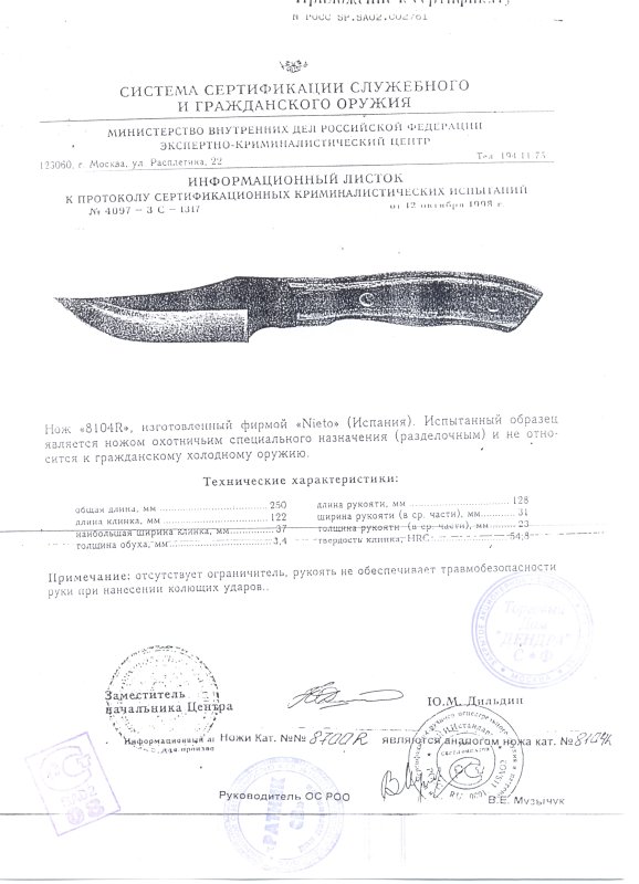 Нож нескладной Nieto 8104R (8700R)