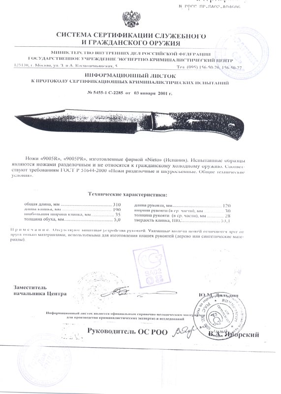 Ножи нескладные Nieto 9005R, 9005PR