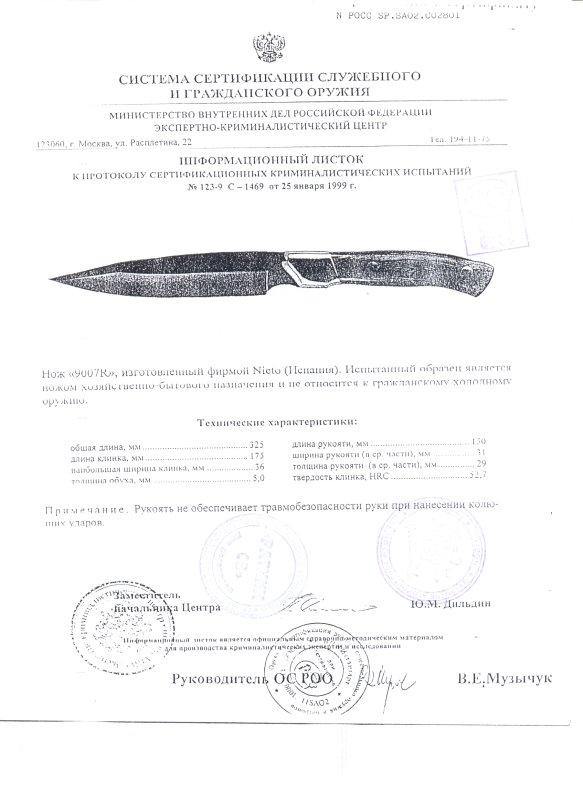 Нож нескладной Nieto 9007R