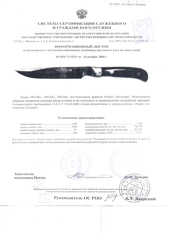 Ножи нескладные Nieto 9014R, 9024R, 9034R