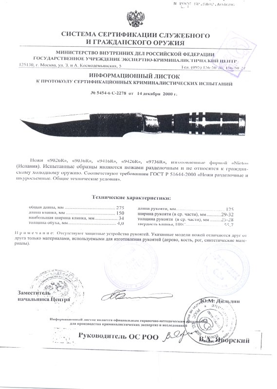 Ножи нескладные Nieto 9026R, 9036R, 9416R, 9426R, 9736R