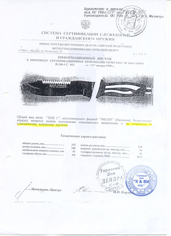 Нож нескладной Nieto SUB 1