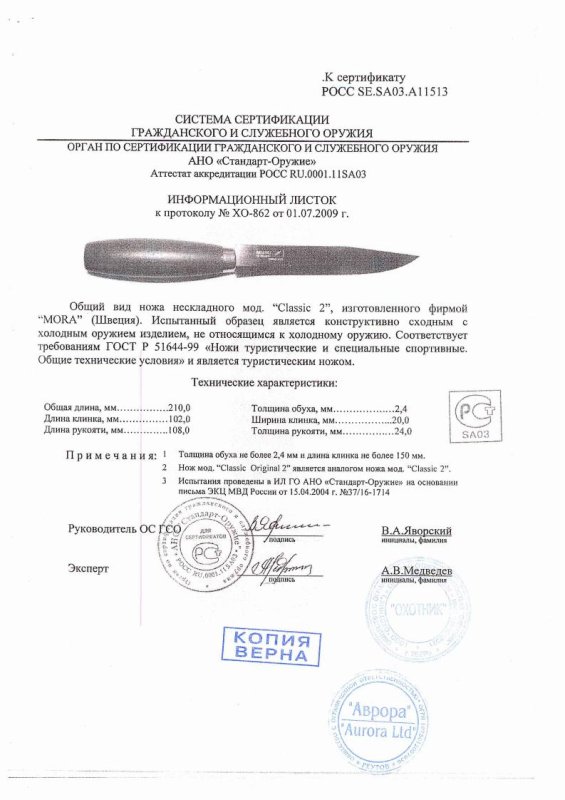 Нож нескладной Mora Classic 2