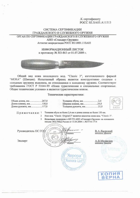 Нож нескладной Mora Classic 3