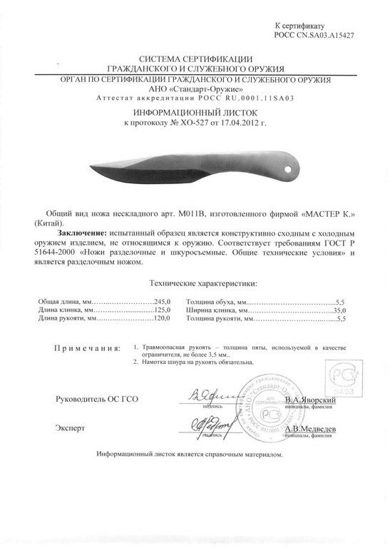 Нож нескладной «Мастер К» M011B