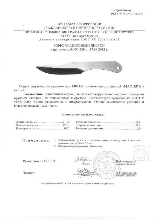 Нож нескладной «Мастер К» M011M