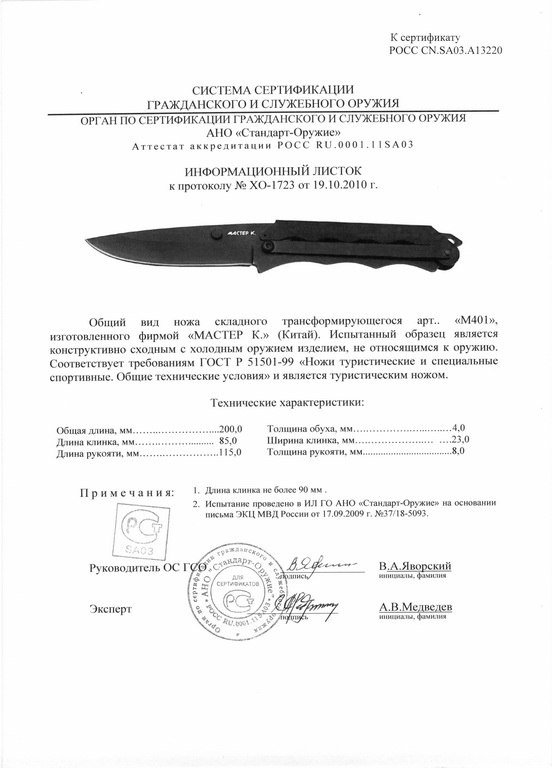 Нож складной трансформирующийся «Мастер К» M401