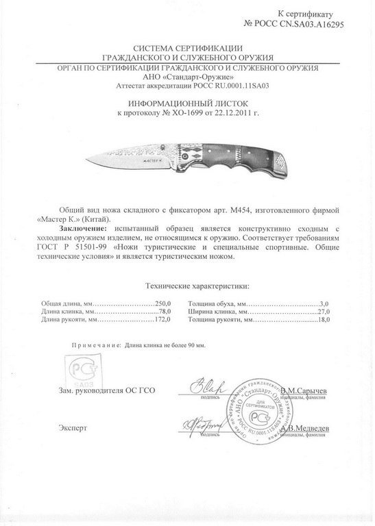 Нож складной с фиксатором «Мастер К» M454