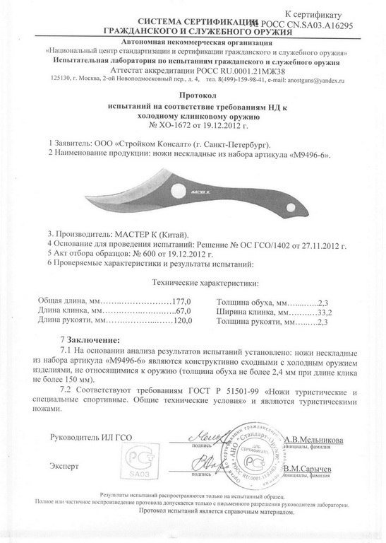 Набор нескладных ножей «Мастер К» M9496-6