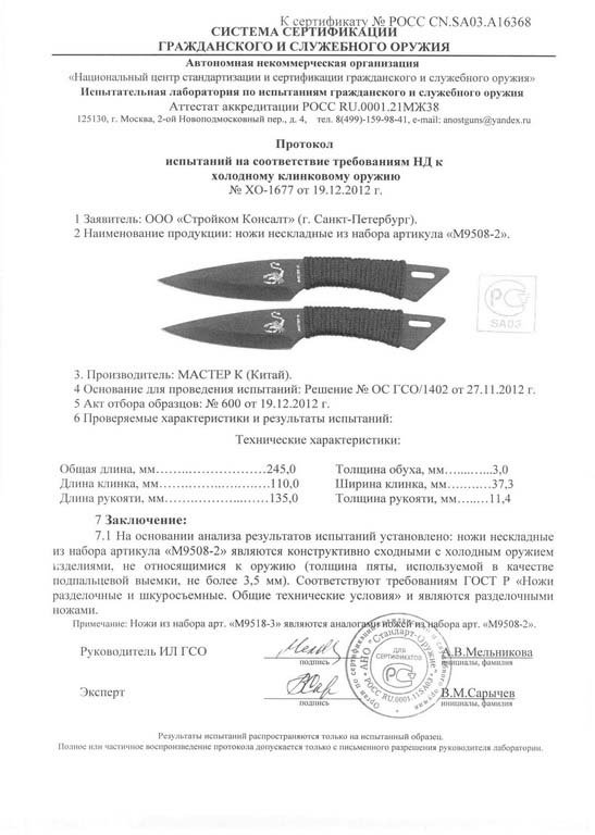 Набор нескладных ножей «Мастер К» M9508-2