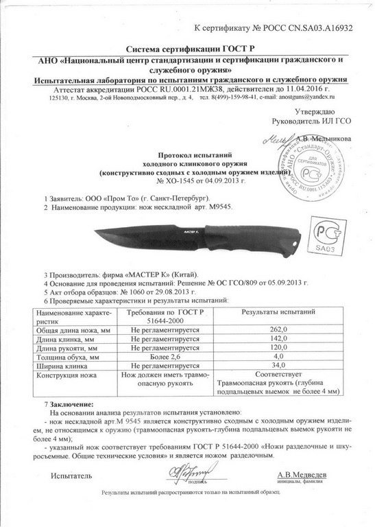 Нож нескладной «Мастер К» M9545