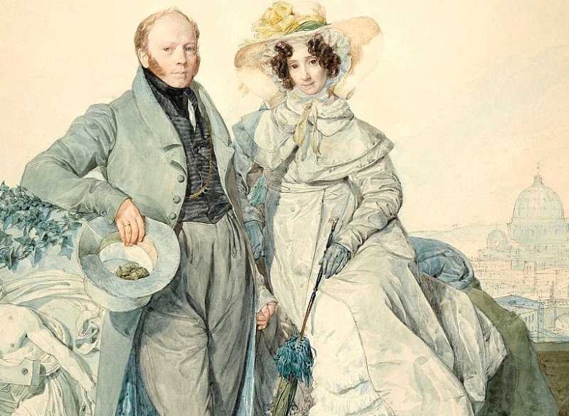 «Портрет Г.Н. и В.А. Олениных», акварель 1827 г.