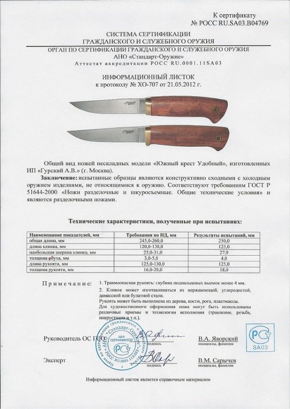 Нож нескладной Южный Крест «Удобный»