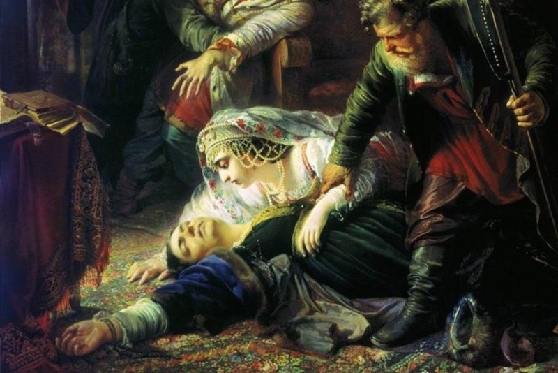 Смерть Фёдора Годунова. Фрагмент картины К.Е. Маковского «Агенты Дмитрия Самозванца убивают сына Бориса Годунова»