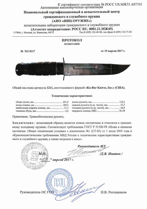 Нож нескладной Ka-Bar «1211»