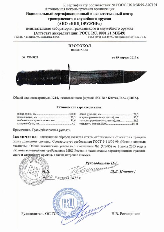 Нож нескладной Ka-Bar «1214»
